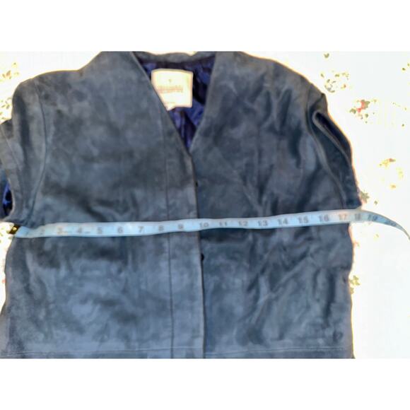VINTAGE 80's TRUSSARDI DENIM BLUE SUEDE TOP 42 - Picture 7 of 11